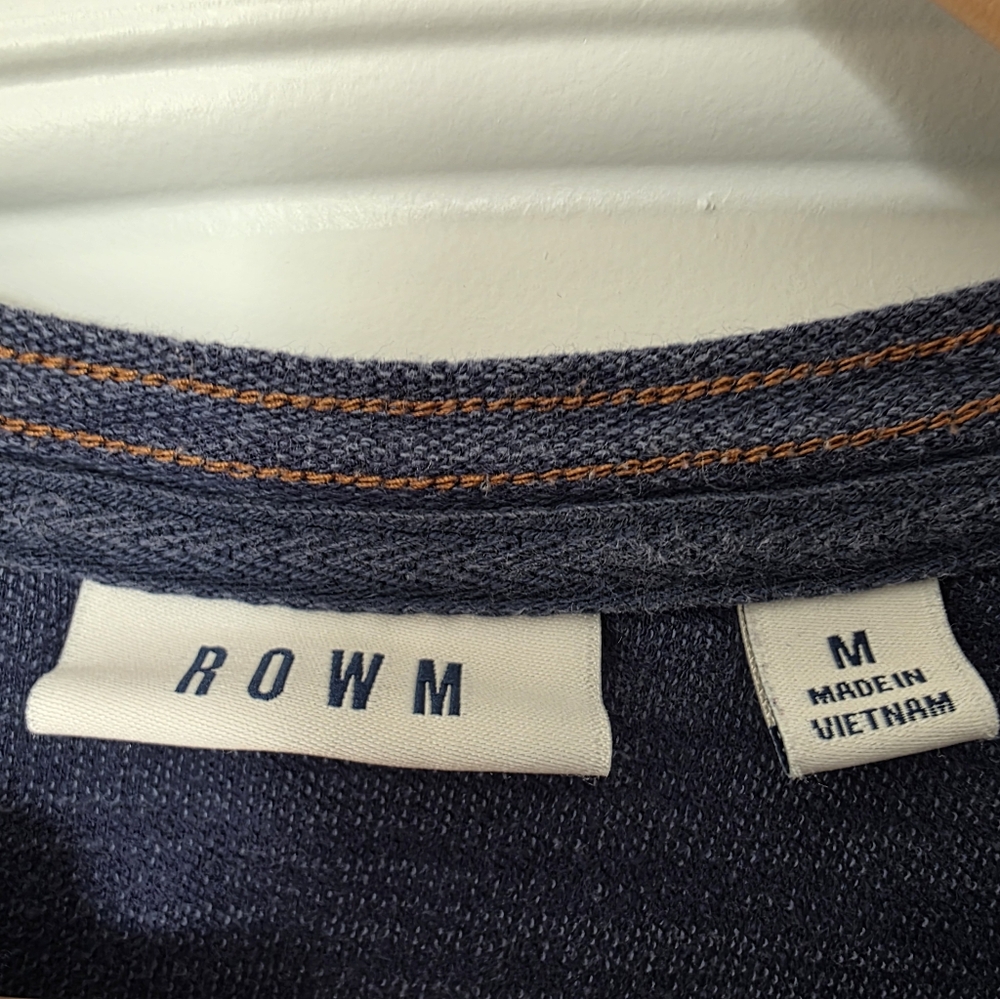 Rowm Long Sleeve Henley Shirt Mens Medium Heathered Blue - Picture 3 of 7